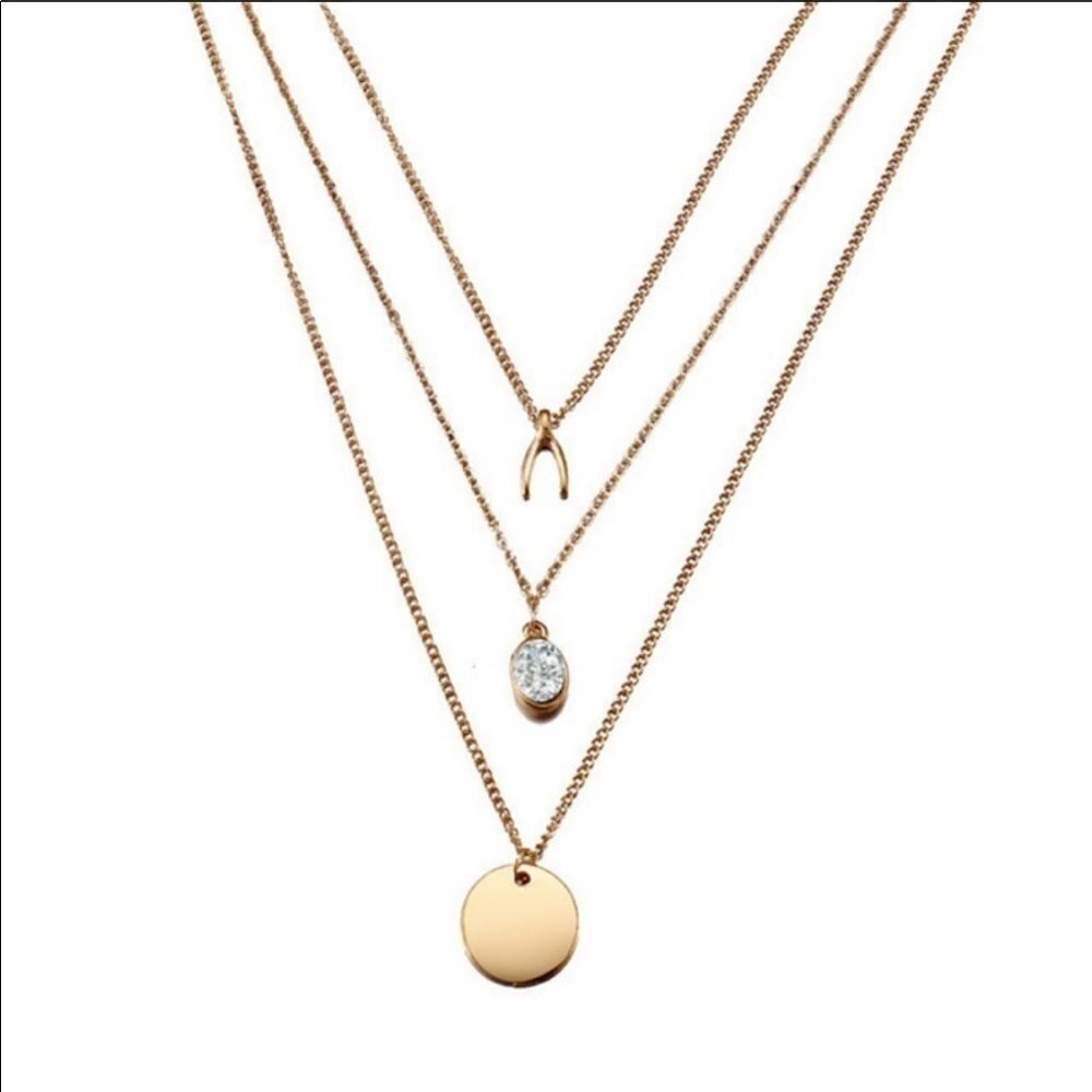 Necklace Multilayered Zinc Alloy Rhinestone Cute